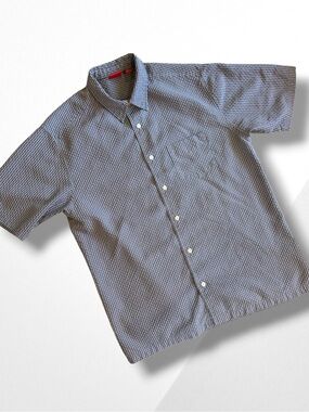 Mossimo Men's Blue Plaid Short Sleeve Button Down Shirt Size Medium